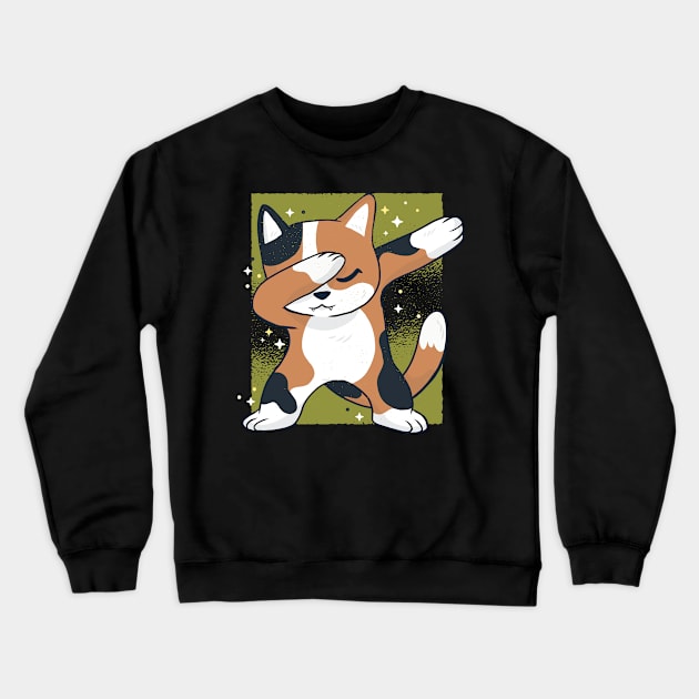 Cute Cartoon Cat Dabbing Crewneck Sweatshirt by madeinchorley